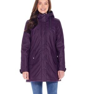 NWT Weatherproof Women's Dark Plum Hooded Rain Jacket
